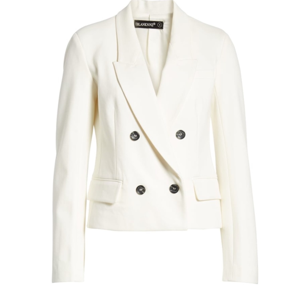 BLANK NYC White Ponte Crop Blazer